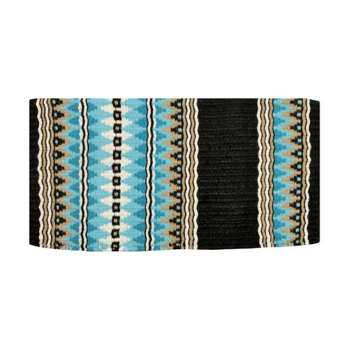 36" x 34" Wool Saddle Blanket - Teal, Black and Tan