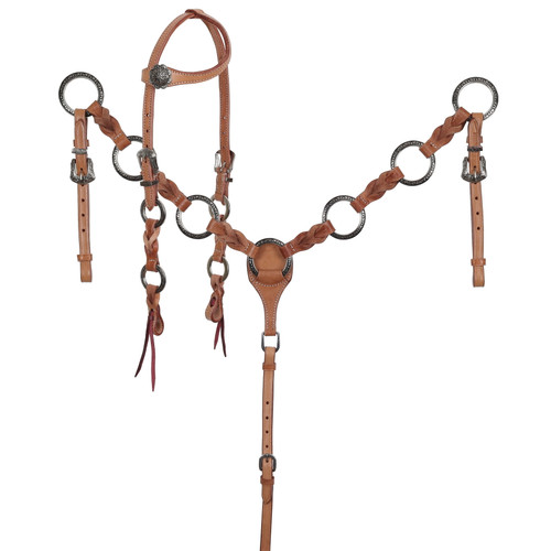 Showman Twisted Ring Single Ear Headstall & Breast Collar Set
