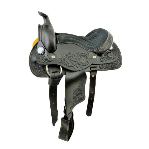 Youth Western Pony Saddle with Floral Tooling - 10, 12 Inch