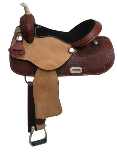 14", 15",16" Economy Style Western Saddle w/ Basketweave Tooling