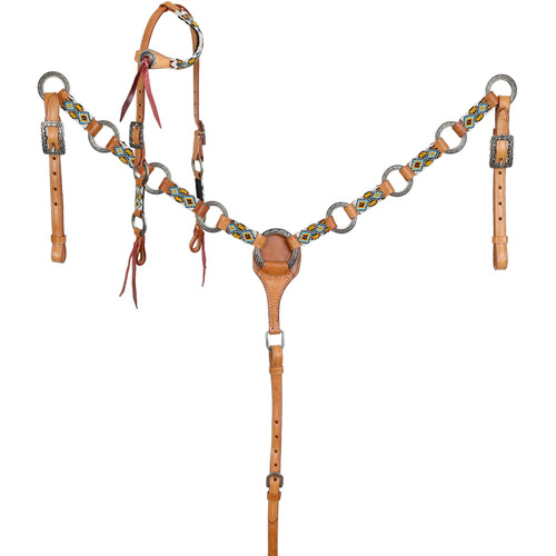 Showman Tribal Ring Single Ear Headstall & Breast Collar Set