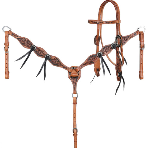 Showman Ornate Outlaw Browband Headstall & Breast Collar Set