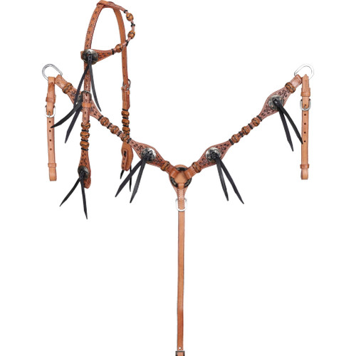 Showman Braided Bandit Single Ear Headstall & Breast Collar Set