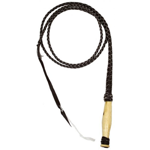 10' Leather Braided Bull Whip w/ Wooden Handle