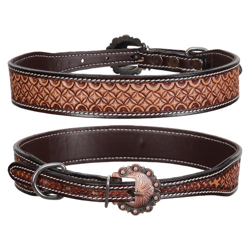 Showman Couture Waffle Leather Dog Collar