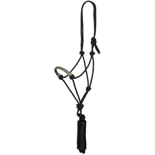 Showman Cowboy Knot Halter w/ Natural & Black Chevron Rawhide Nose