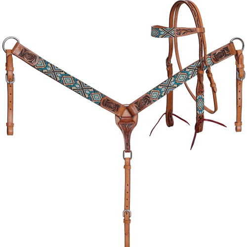 Showman Tucson Beaded Browband Headstall & Breast Collar Set