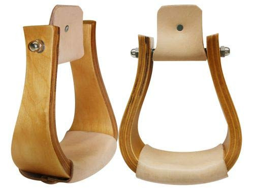 Showman Finished Wood Bell Stirrups w/ Leather Tread