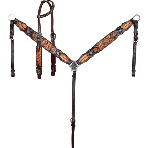 Showman Ranch Blossom Single Ear Headstall & Breast Collar Set