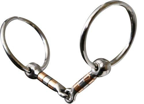 Showman Stainless Steel Snaffle Bit w/ Copper & Stainless Rollers