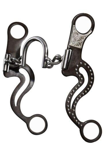 Showman Stainless Steel Chain Link Round Ported Bit w/ Brown Steel Cheeks