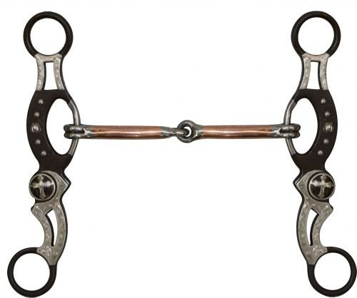 Showman 5" Brown Steel Engraved Snaffle Bit