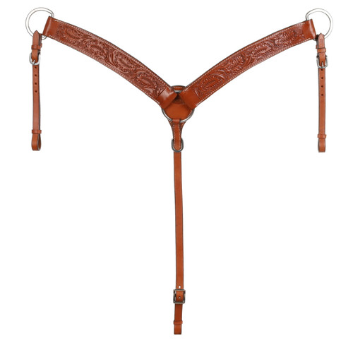 Showman Argentina Cow Leather Floral Oak Leaf Tooled Breast Collar