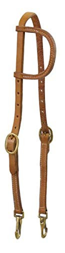 Showman Argentina Cow Leather Single Ear Headstall w/ Solid Brass Buckles & Bit Snaps