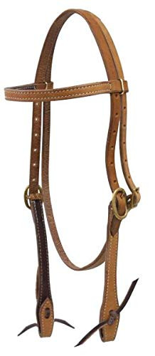 Showman Argentina Cow Leather Browband Headstall w/ Solid Brass Buckles & Leather Tie Bit Loops