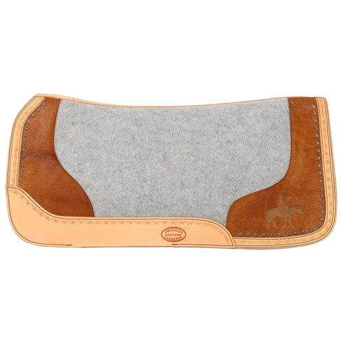 Showman Barbwire Tooled Argentina Cowhide Saddle Pad w/ Pleasure Horse Design