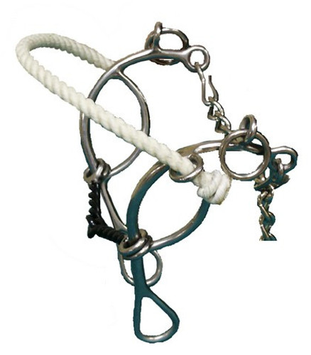 Showman Stainless Steel Rope Nose Gag Bit w/ 8" Cheek & Broken Mouth