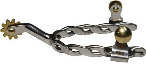 Showman Stainless Steel Twisted Band Spurs