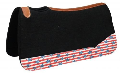 Showman Black Felt Saddle Pad w/ Stars & Stripes Print