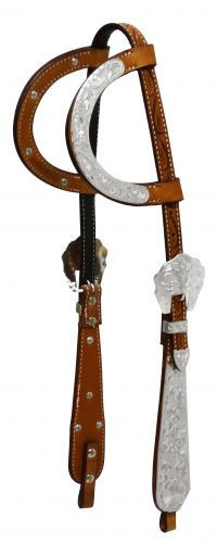 Showman Argentina Cow Leather Headstall w/ Engraved Silver