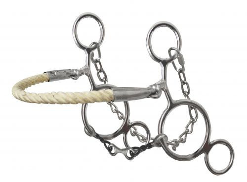 Showman Stainless Steel Rope Nose Hackamore w/ Twisted Dogbone Mouth