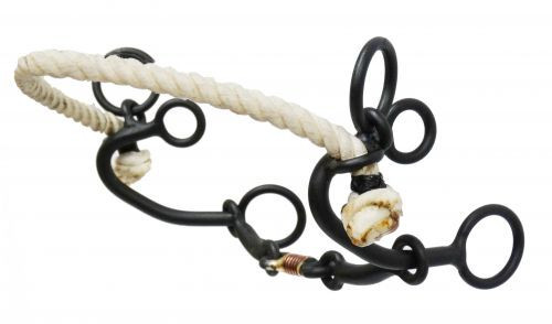 Showman Black Steel Combination Hackamore w/ Twisted Rope Nose