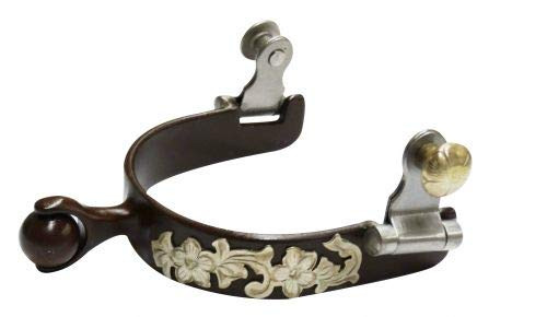 Showman Ladies Brown Steel Roller Ball Spurs w/ Engraved Silver