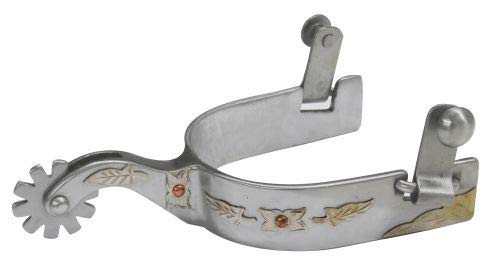 Showman Stainless Steel Spurs w/ Gold Leaf Design Overlays