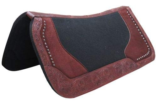 Showman 31" x 32" Felt Saddle Pad w/ Floral Tooled Trim