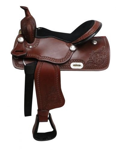 16" Economy Style Western Saddle w/ Floral Tooling