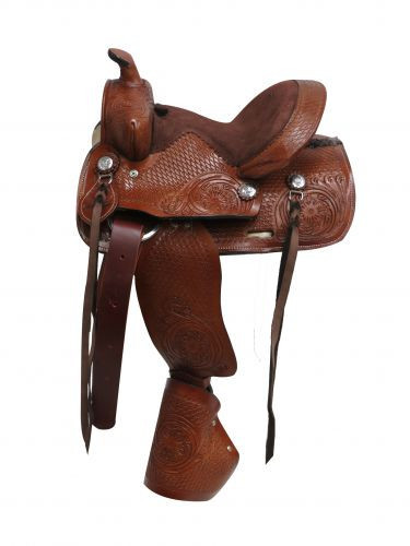 10"Double T pony saddle with tapedero stirrups.