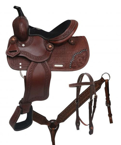 10" Double T pony saddle set with basket tooling.