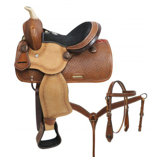 10" Double T Pony Saddle Set w/ Basket Tooling