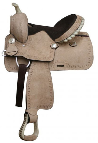 13" Pony / Youth Rough Out Leather Saddle. * Full QH Bars*