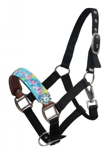 Showman PONY Size Rainbow Pony Halter w/ Rhinestone Conchos