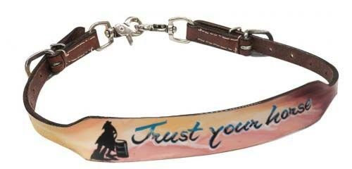 Showman Painted "Trust Your Horse" Leather Wither Strap w/ Barrel Racer Design