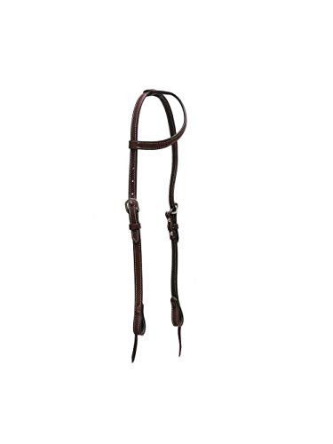 Showman Double Stitched Leather Single Ear Headstall w/ Tie On Bit Loops