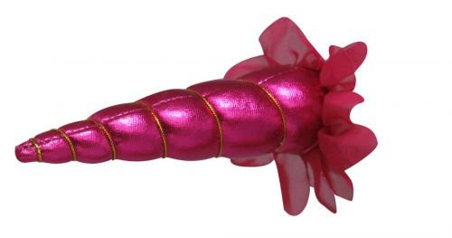 6" Metallic Pink Clip-On Unicorn Horn w/ Gold Lacing