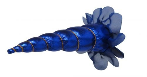 6" Metallic Blue Clip-On Unicorn Horn w/ Gold Lacing