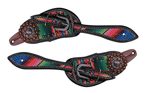 Showman Ladies Serape Print Chocolate Brown Leather Spur Straps