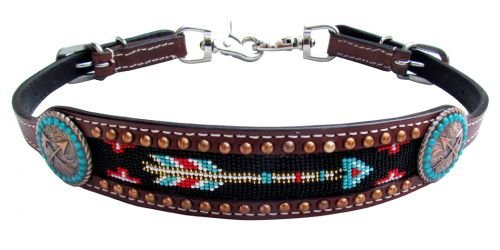 Showman Medium Oil Leather Wither Strap w/ Arrow Beaded Design