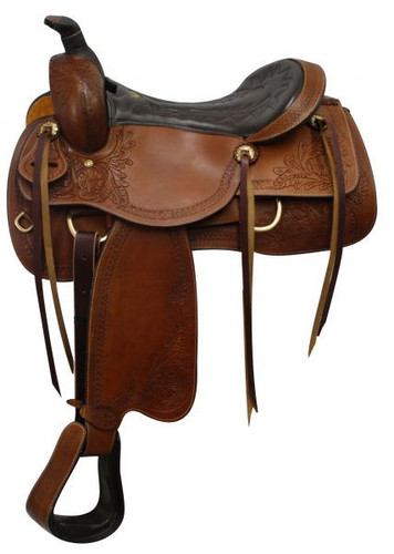 16" Double T Pleasure Style Saddle w/ Floral Tooled Accents