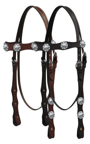 Leather Headstall w/ Engraved Silver Conchos