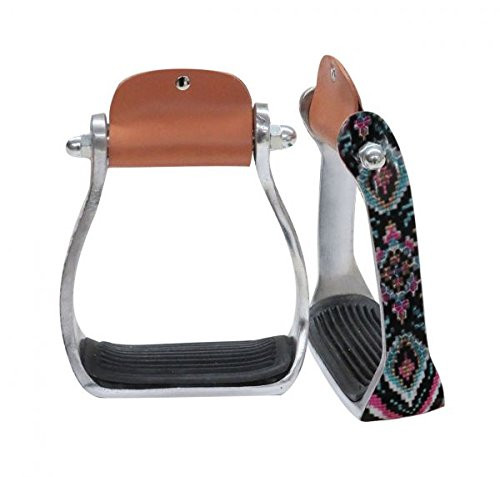 Showman Youth Shimmering Beaded Navajo Print Aluminum Stirrups