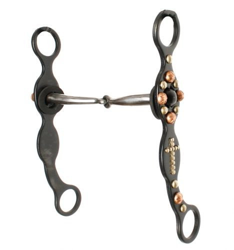 Showman 5.5" Blued Steel Snaffle Bit w/ Rubber Guards