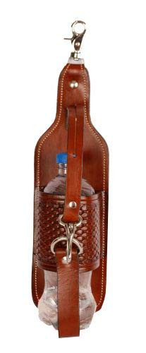 Showman Basketweave Tooled Leather Bottle Holder