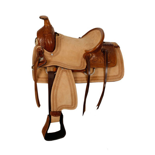 13" Double T Hard Seat Roper Style Saddle w/ Acorn Tooling
