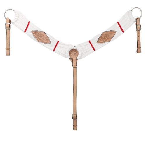 Showman 13 Strand String Breast Collar w/ Floral Tooled Leather