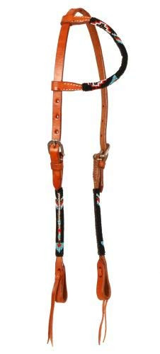 Showman Argentina Leather Single Ear Headstall w/ Beaded Arrow Design