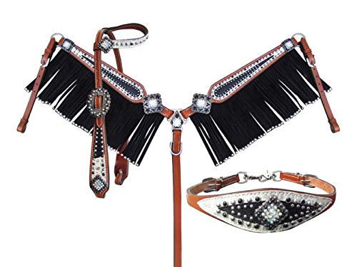 Showman Stingray and Filigree Design 4 Piece Headstall & Breast Collar Set